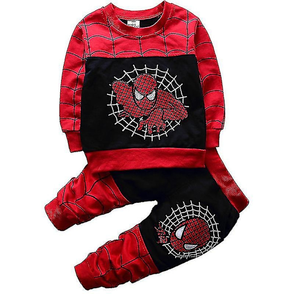 Barnas Spiderman-dress med hette, full glidelås, genser, bukser - Perfekt Black 12-24 Months