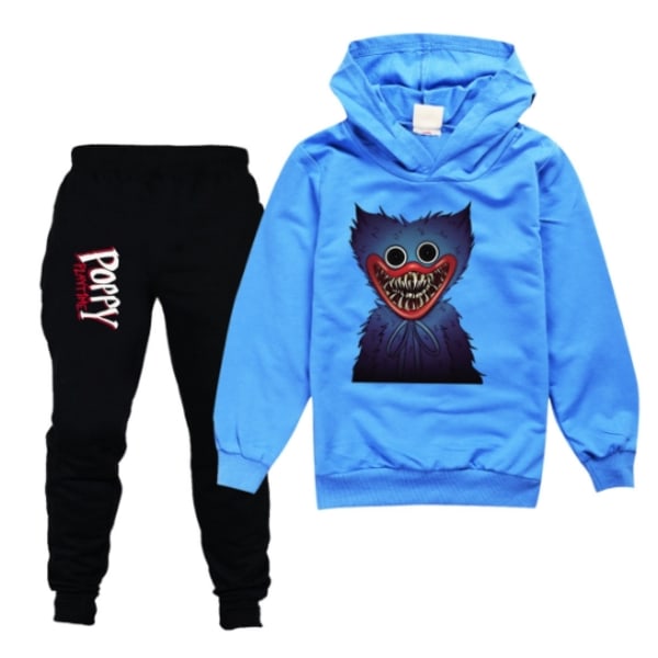 Kid Poppy Playtime tegneserie langærmet træningsdragt Sweatshirt Sæt - Perfet blue 160cm