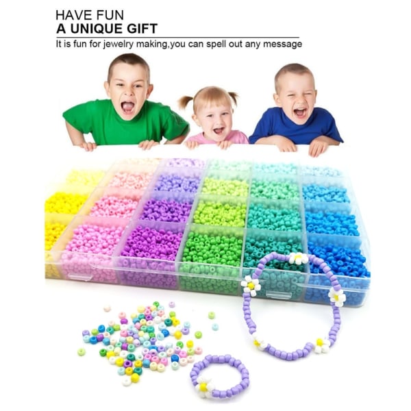 24 Places Multicolor Paint Beads Glasperler Sæt Box Perler til DIY armbånd og halskæder - Perfet