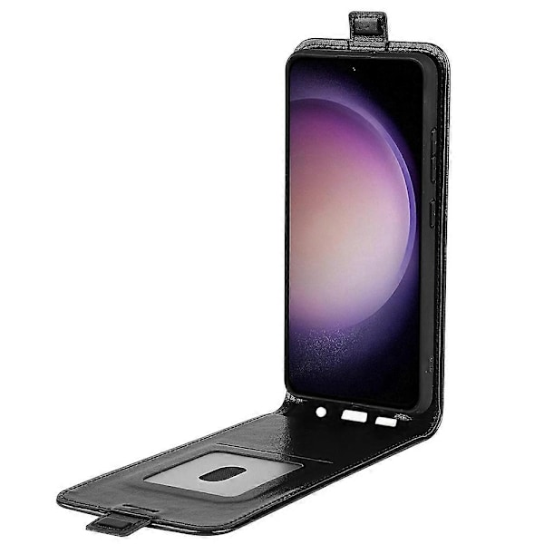 Kompatibel med R64 Tekstur Vertikal Flip Læder Telefon Cover - Perfekt Black