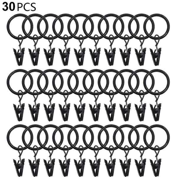 30 gardinringar med clips - Perfet Silver