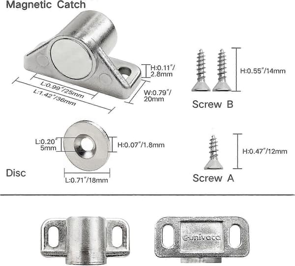 Dør Magneter Magnetisk Lås Pakke med 4-Perfet Silver