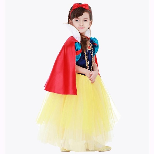 Kid Snøhvit kjole tegneseriefigur ytelseskostyme - perfekt 130cm