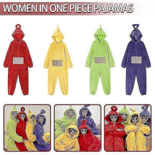 Teletubbies Kostyme Voksen - Disi Onesis Lala Cosplay Jumpsuit Pyjamas Karneval-Perfekt Red M