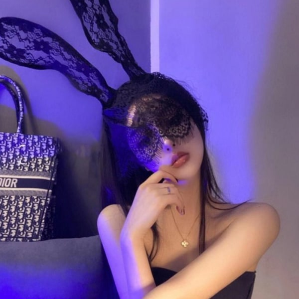 Sexy Black Lace Masquerade Mask Women Costume Party Korvat Pitsi - Perfet