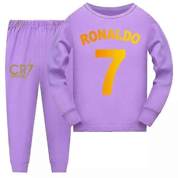 Cr7 Ronaldo Barn Tryckta Pyjamas Topp+Byxor Set Sovkläder Nattkläder Gåvor-Perfekt Purple 6-7Years