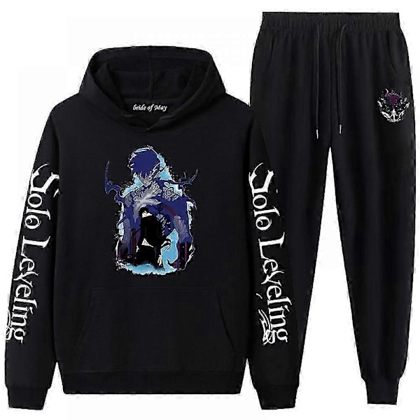 Anime Unisex Solo Leveling Cosplay Hettegenser Bukser Treningsdress Antrekk Halloween Genser Langermet Sweatshirt Svart Hvit Hettegensere-Perfet 5 2XL