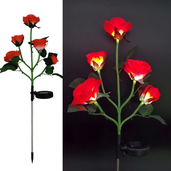 Rose Solar Lights Flower LED-lamppu PUNAINEN - Perfet red