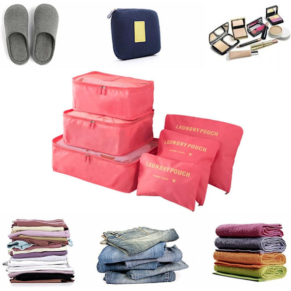 6-pack resväska Organizer Resekläder påsar (vattenmelonröd) - Perfet watermlelon red