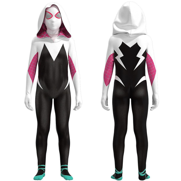 Ghost Spider-gwen Kostyme Cosplay Kostyme Fest Jumpsuit Montert Barneklær Spiderman Ansiktsmaling 190cm - Perfet 140cm