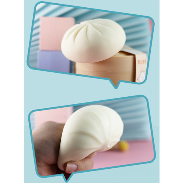 Søde dumpling-formede stressaflastende legetøj, dumpling-formede stressbolde, dampet bolle-formede klemme-stressaflastende legetøj, bløde og søde
