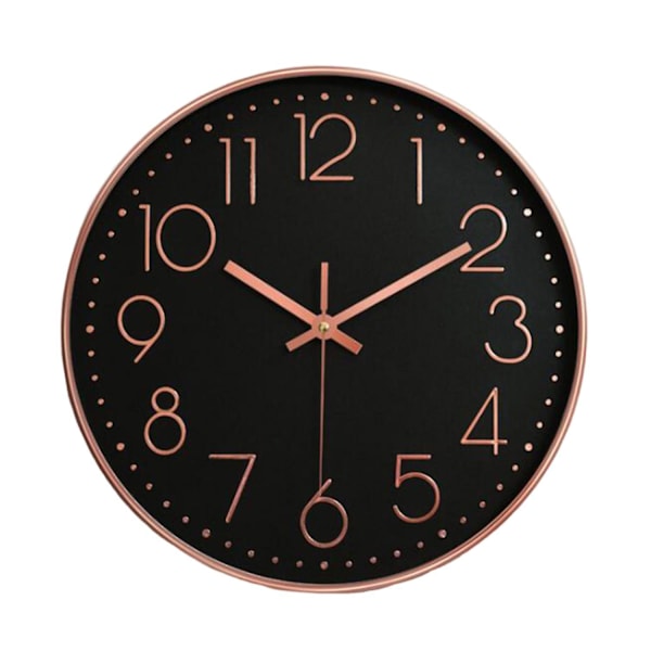 10 Tums Väggklocka Rund Hängande Ljudlös 3D Siffror Precis Anti-Dimma Spegel Yta Kvarts Klocka-Perfekt Rose Gold & Black