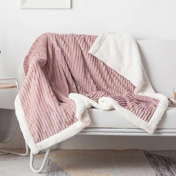 Magisk Sammet Sherpa Filt Fleece Pläd Orange och Vit Sherpa Mjuk Plysch Fluffig Varm Mysig Tjock för Säng Soffa Soffbord Stol - Perfekt 9 150x200cm