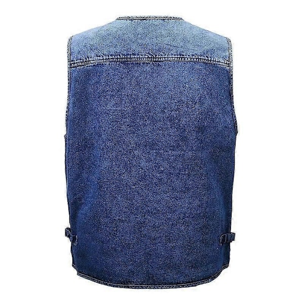 XL-7XL Plus Size Herr Jeansjacka Casual Kappa Många Fickor Ärmlös Väst Vår Höst Portabel Lös Väst Herrkläder-Perfet 7XL