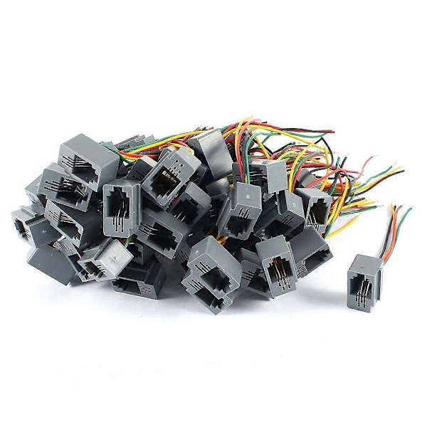 50 stk. 616E 4P4C RJ9 Hunn Telefonkontakt Adapter m/ 4 Ledninger 8cm-Perfekt