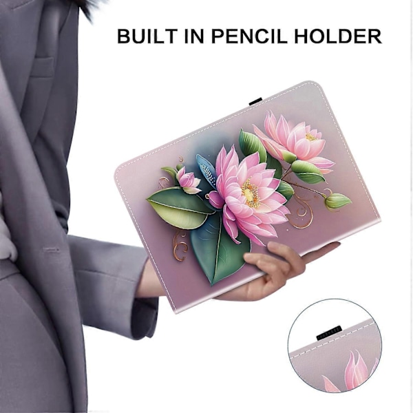 Læder Etui Kompatibelt med iPad Air 11 (2025) (2024) Air (2022) (2020) Pro 11 (2022) Mønsterprintet Tablet Co-Perfet Lotus