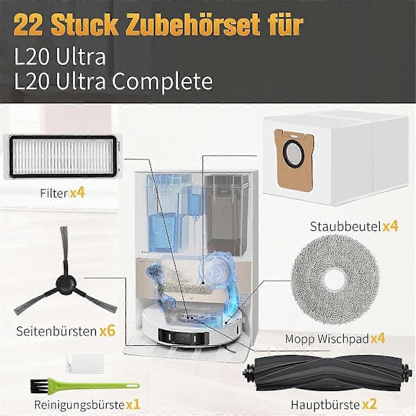 Kompatibel med Dreame L20 Ultra Complete / L20 Ultra Reservedeler - Perfekt