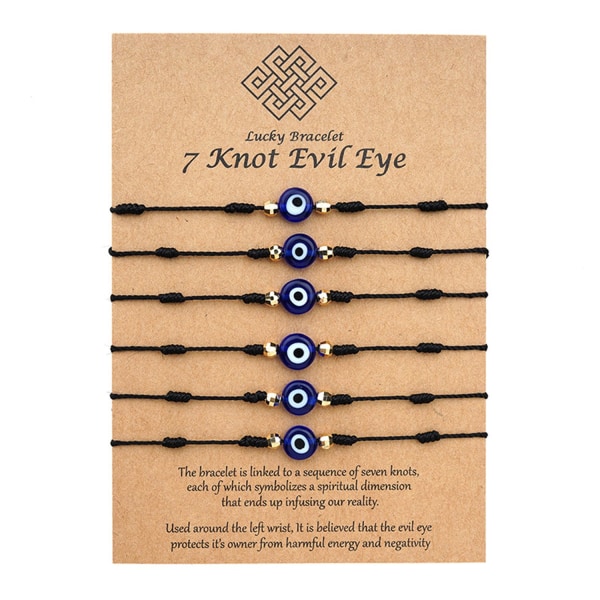 6 STK/ SETT Evil Eye Armbånd Lucky 7 Knot - Perfet