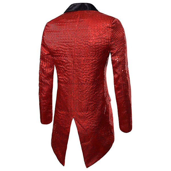 Sliktaa Paljett Frack Kavaj Herr Kostym Jacka Fest Show Tux Klänning Kappa - Perfekt Red 2XL