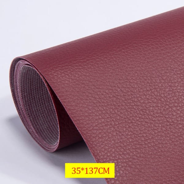 Självhäftande Läderlapp för Reparation av Soffa - Perfekt Wine red 35*137CM