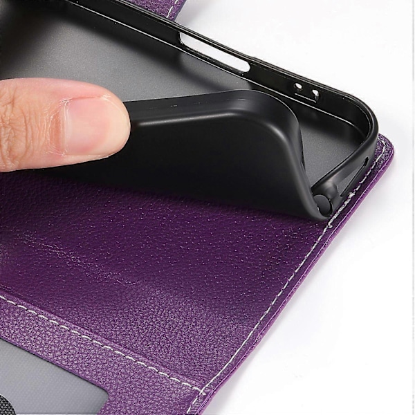 Yhteensopiva Samsung Galaxy A24 4G (162.1 x 77.6 x 8.3mm) Kotelo Nahkainen Lukko Lompakko Jalusta Puhelinkotelo - Perfet Purple