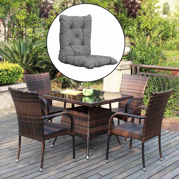 Høy Rygg Tufted Puterstatning Ute Innendørs Terrasse Sitteputer - Perfekt Grey
