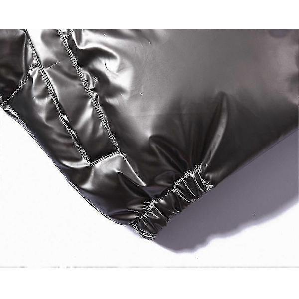 Hooded Shiny Pufferjackor Vinterjackor för Män - Perfekt black 2XL