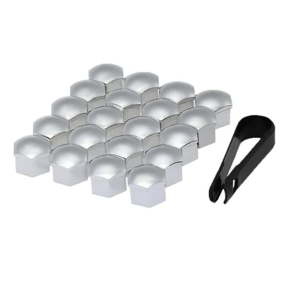 4x20 stk. Universelle 17mm Hjulkapsler Mutterhetter Skruebeskytter Sølv-Perfet