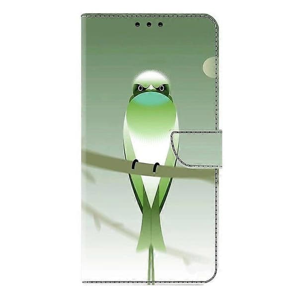 Telefonfodral för Samsung Galaxy S25, PU Läder Plånboksfodral med Ställ-Perfekt Green Bird