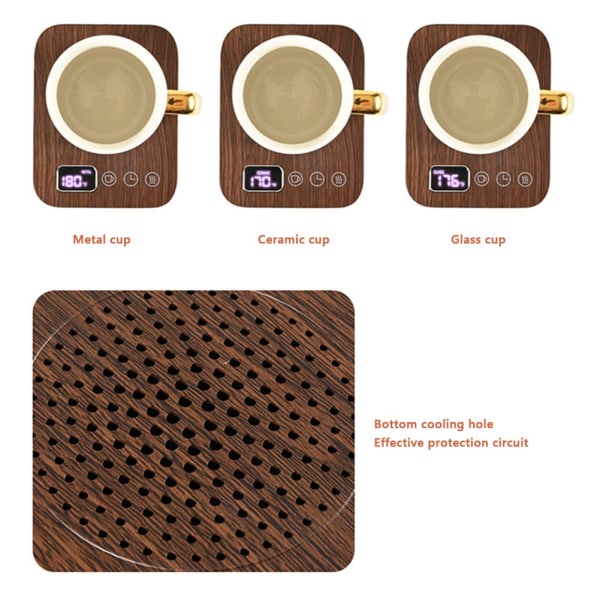 USB Kaffevärmare Mugg Varmare Mjölk Kaffe Te Värmebricka för kontorsskrivbord Inflyttningspresent brun brown