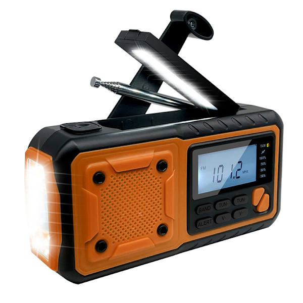 Nyaste nödradio, 4000mAh Power Bank Solar Hand Crank Radio, AM/FM/WB och Alert Portable Weather Radio- Perfet