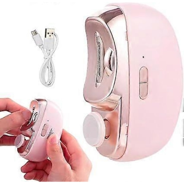 Automatisk nagelklippare med ljus, elektrisk automatisk nagelsax, elektrisk nagelklippare för barn, USB elektrisk nagelklippare, elektrisk nagel-Perfet