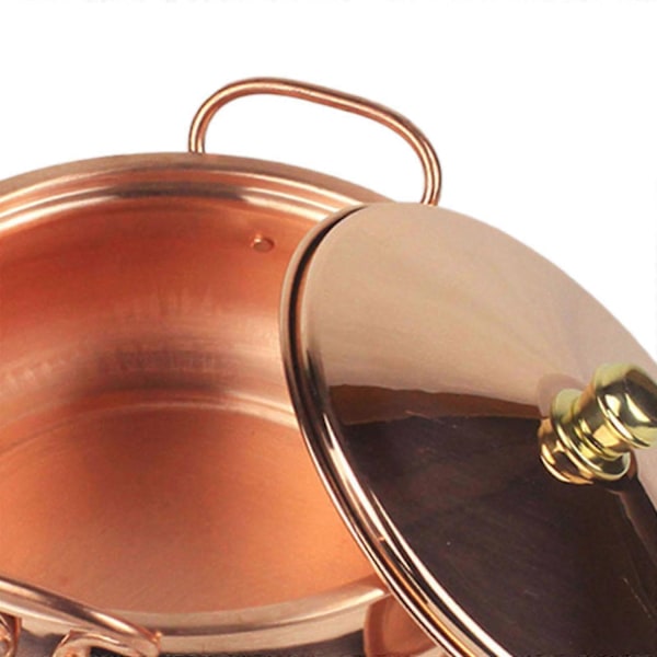 Ren Kobbergryde Binaural Gryde Kogegryde med Låg Simrepande Kobber Køkkenudstyr 18cm-Perfet 22cm