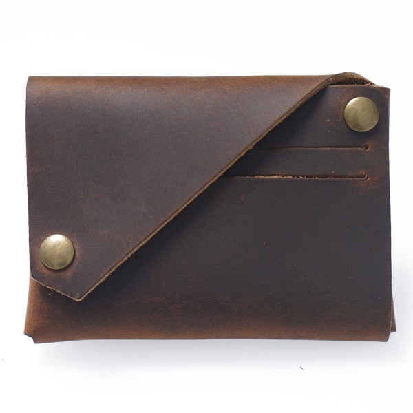 Minimalistisk lommebok/kortholder, Crazy Horse skinnkortholder, brun