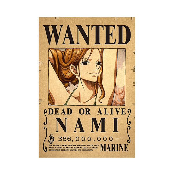5 kpl juliste One Piece Wanted -juliste Luffy Paper Vintage Poste - Perfet A9
