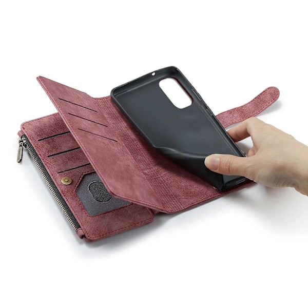 Kompatibel med Samsung Galaxy S20 5G CaseMe-C30 PU + TPU Multifunktionelt Horisontalt Flip Læderetui med Holder & Kortslot & Wallet-Perfet Red