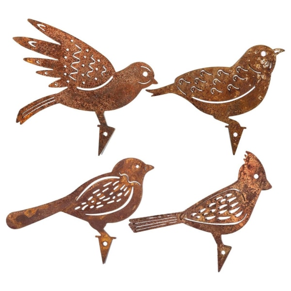 Pakke Rustne Metal Fugle Silhuetter Have Hegn Dekoration Bondehus Kunst Havearbejde Dekoration Fuglestatuer Fugle Figur- Perfet