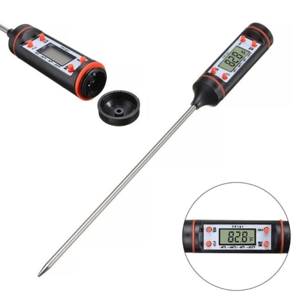 Digital stektermometer / baktermometer LCD-display Svart - Perfet