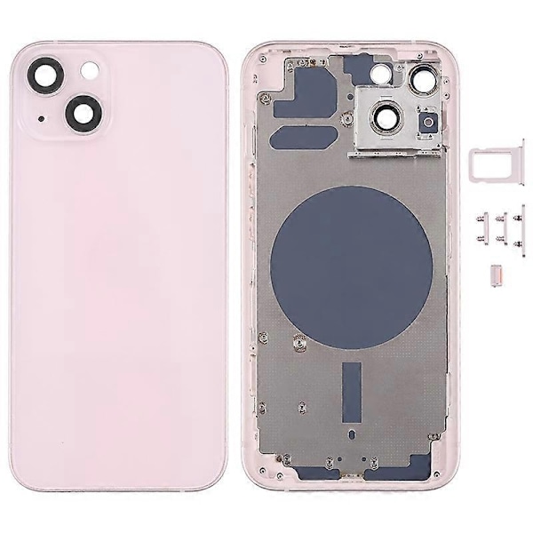 för iPhone 13 6.1 tum Bakre Batterihölje + Mellanplatta Ram + Sidoknappar Ersättning - Perfekt Style B