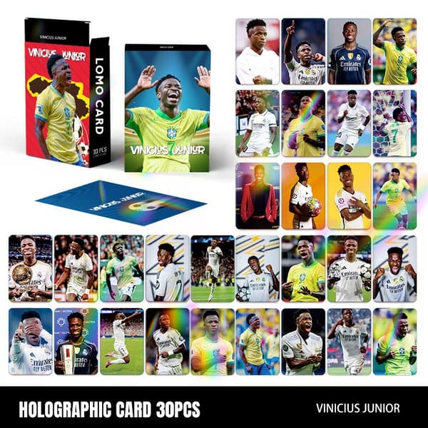Vinicius Bear Box Set, indeholdende 30 LOMO-kort - Fodboldstjernefotokort - Samlekort Vinicius