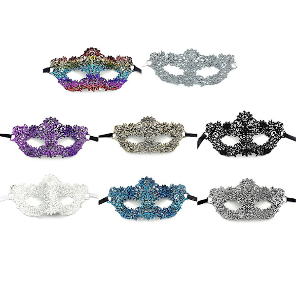 färgglad spetsmask mjuk spetsmask Halloween maskeradmask spets ögonmask halvansikte Färgrik - Perfet