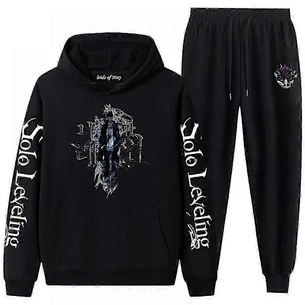 Anime Unisex Solo Leveling Cosplay Hættetrøje Bukser Træningsdragt Kostume Halloween Pullover Langærmet Sweatshirt Sort Hvid Hættetrøjer-Perfet 7 XL