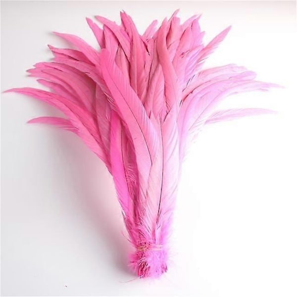 50 stk. Naturlige Kyllingehale Fjer 25-40 cm / 10-16 tommer Tøjdekoration Sceneoptræden Hanehale Fjer Plume-Perfet pink 35-40cm