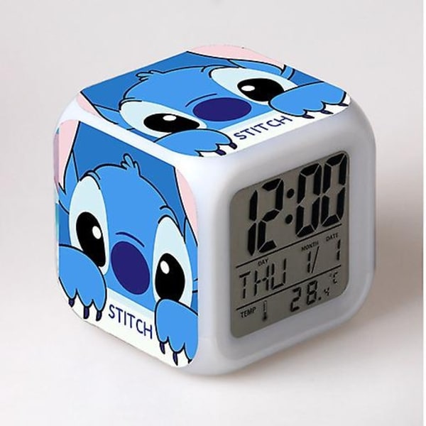 Stitch Anime LED Digital Väckarklocka för Flickor - Söt Storlek, 8cm, 3 tum, 7 Färgbyten, Temperatur, Perfekt för Flickors Sovrum(13)-Perfekt 59