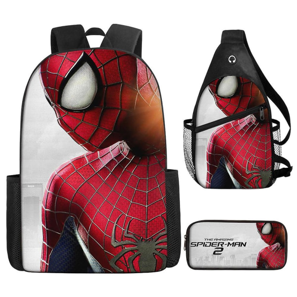 Spiderman børneskoletaske vandtæt tegneserie skoletaske grundskoletaske rygsæk i tre sæt - Perfet Style10