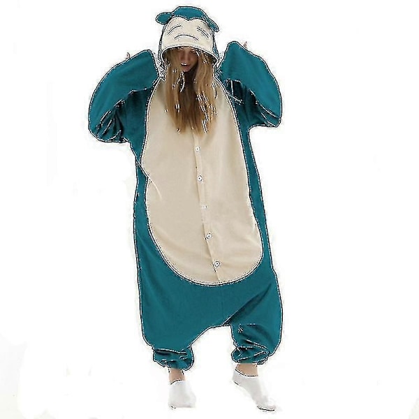 Aikuisten yksiosainen pyjama, eläinpyjama miehille ja naisille, yksiosainen pyjama, kokovartalopyjama, sarjakuva Snorlax-pyjama - Perfet S