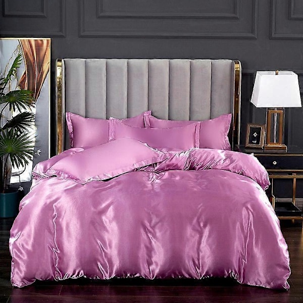 Minglan Enfärgad sängkläder i sidenimitation, högkvalitativt satäng sänglinne påslakan örngott set i fyra delar - Perfet dousha 180x220cm 4pcs