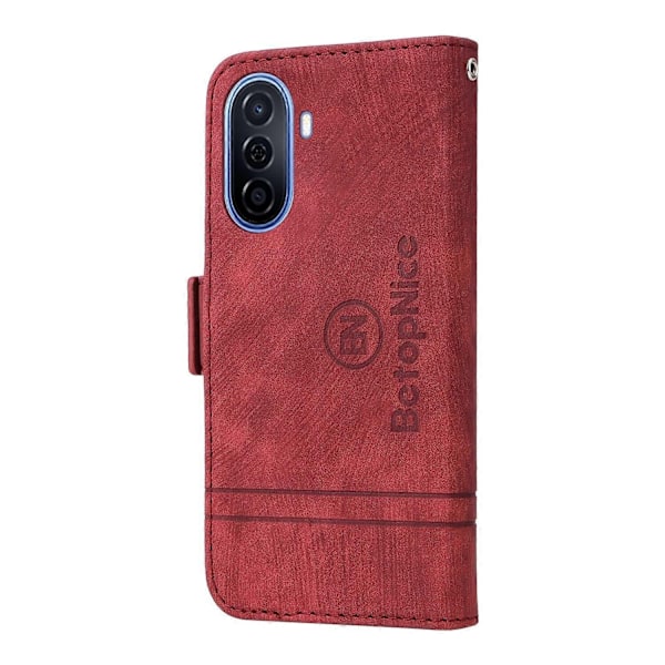 til Huawei nova Y70 / Y70 Plus / Enjoy 50 BETOPNICE Dobbelt-side Spænde Læder Telefon Cover - Perfekt Red