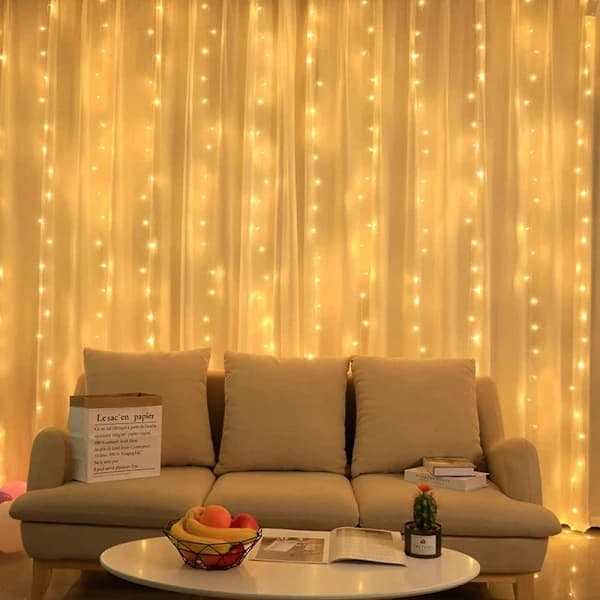 LED Gardin USB Ljusslinga med Fjärrkontroll 3M Varmvit och Gul-Perfekt