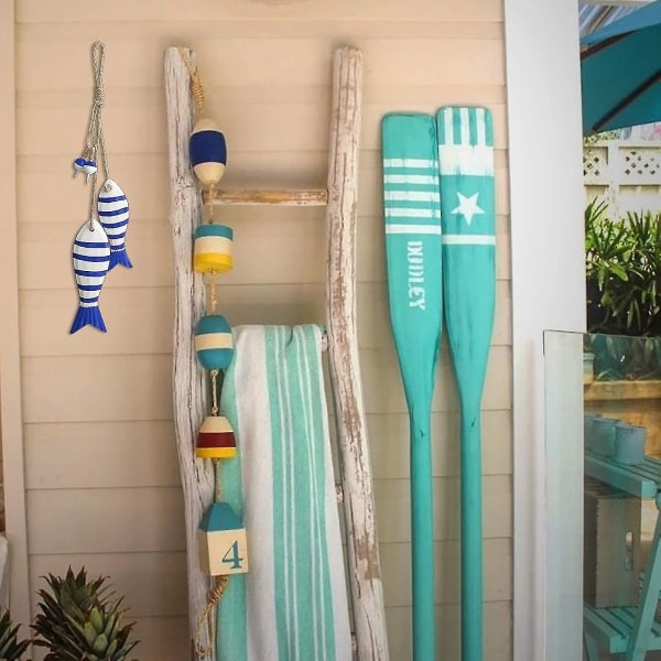 Träfiskdekor, nautisk dekor, träfisk kustnära handskuren vägghängande dörr Room Garden Creativ - Perfet